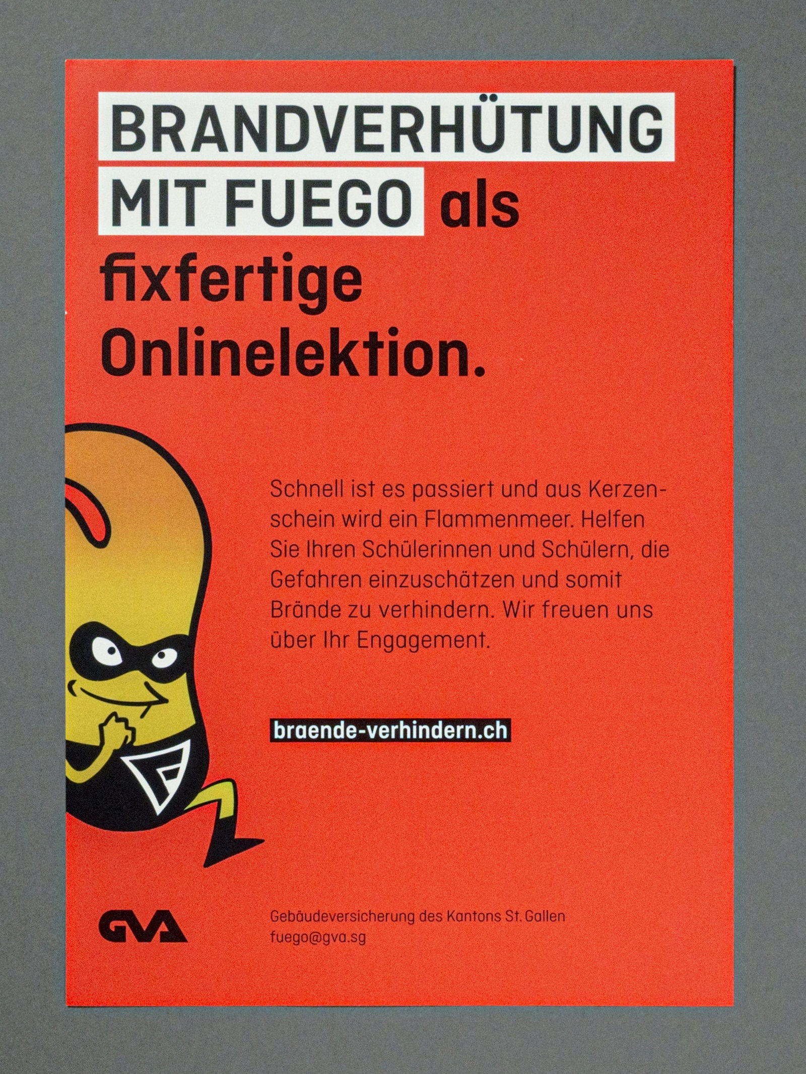 Flyer Präventions-Kampagne Brände verhindern GVA