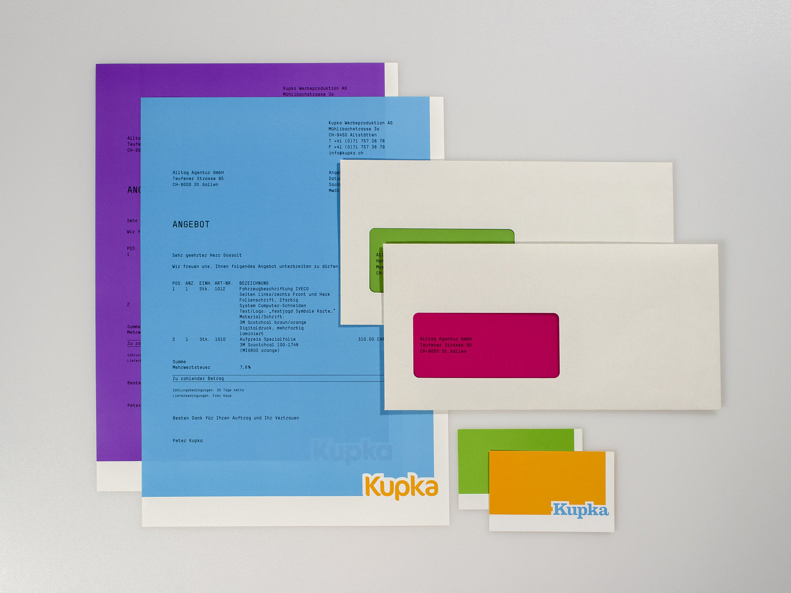 Briefschaft Kupka Werbeproduktion