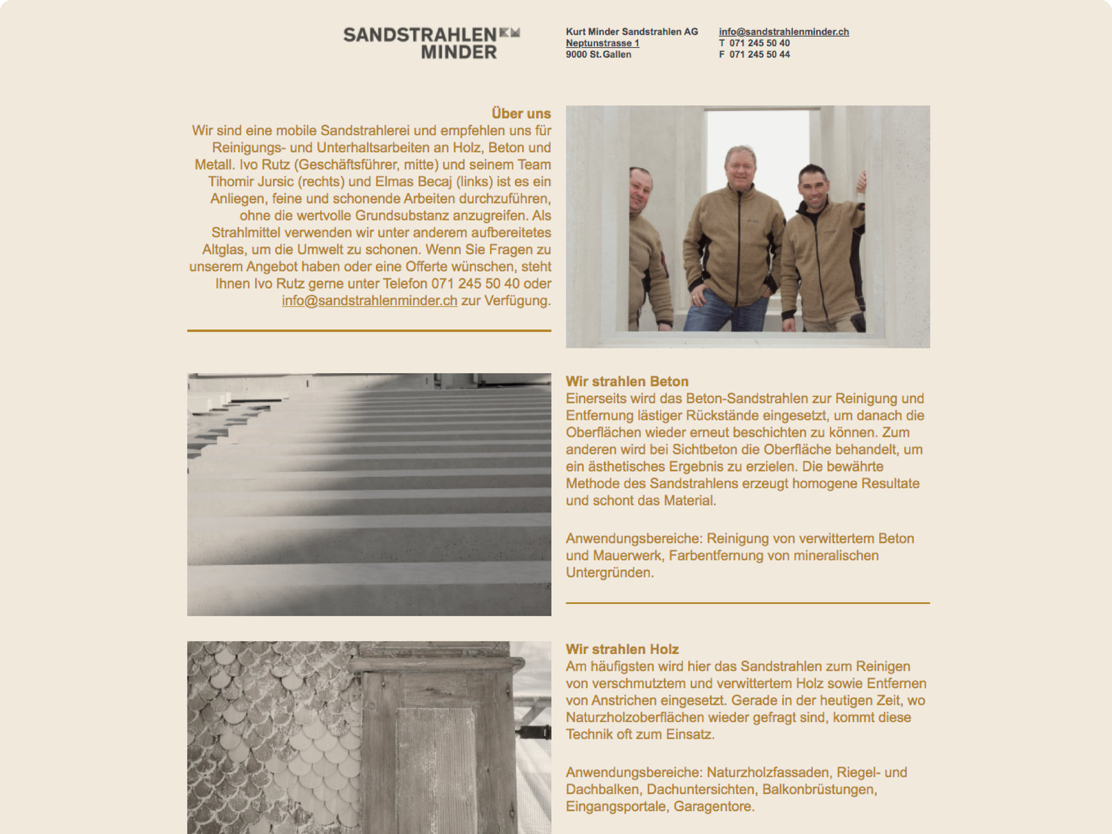 Webseite Sandstrahlen Minder